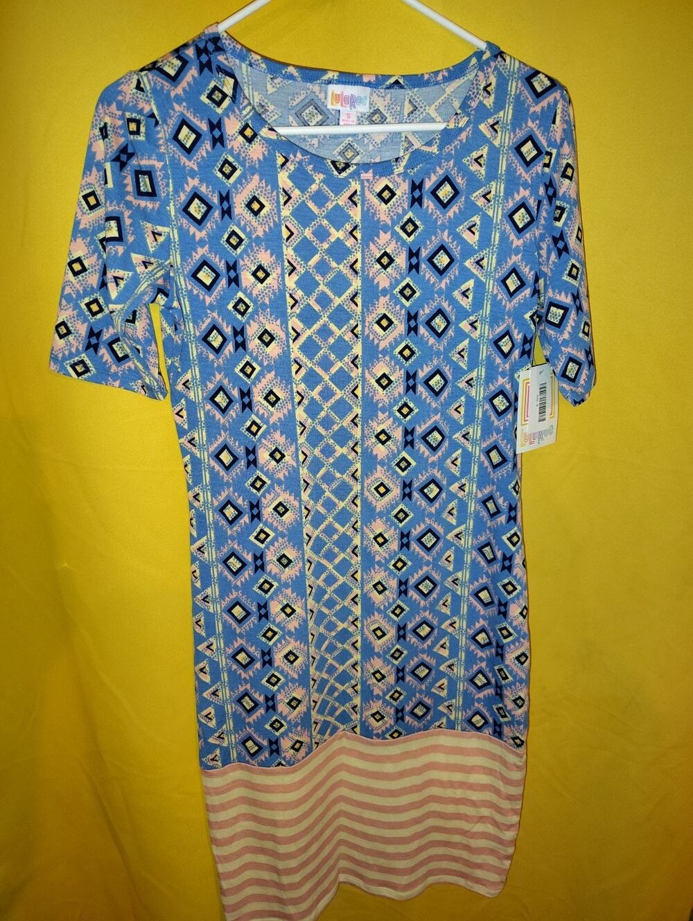 Lularoe Julia Women's Pullover Dress Sz Small S NWT Aztec Blue Pink Stripe New